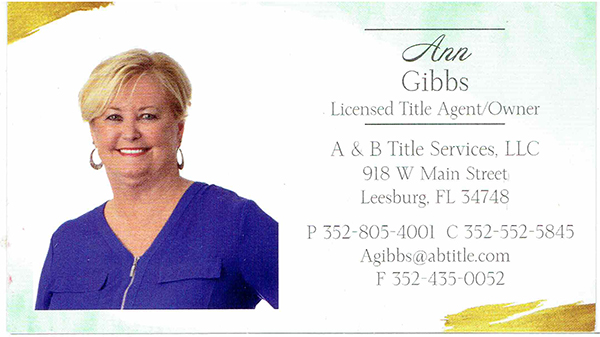 Ann Gibbs business card.